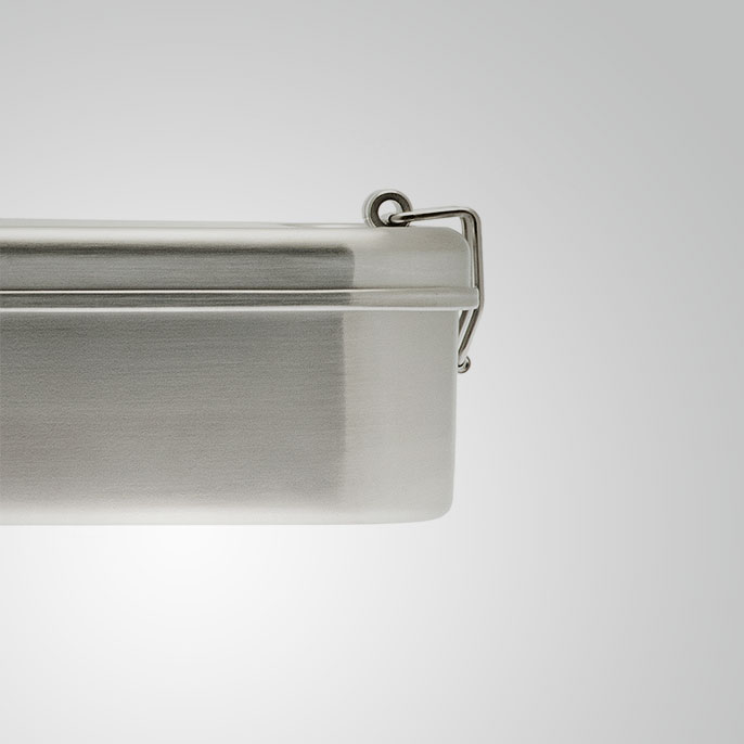 Cameleonpack Edelstahl-Lunchbox 1100 ml mit Edelstahldeckel. Detail Seitenansicht.