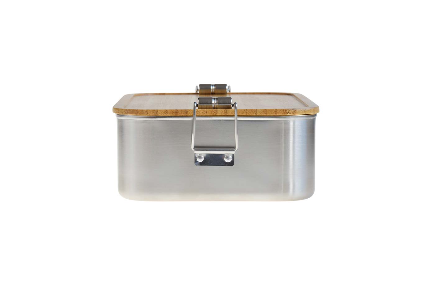 Cameleonpack Lunchbox CP SA 15 • 1800 ml aus Edelstahl mit Bambusdeckel mit Dichtung. Ansicht Querseite.