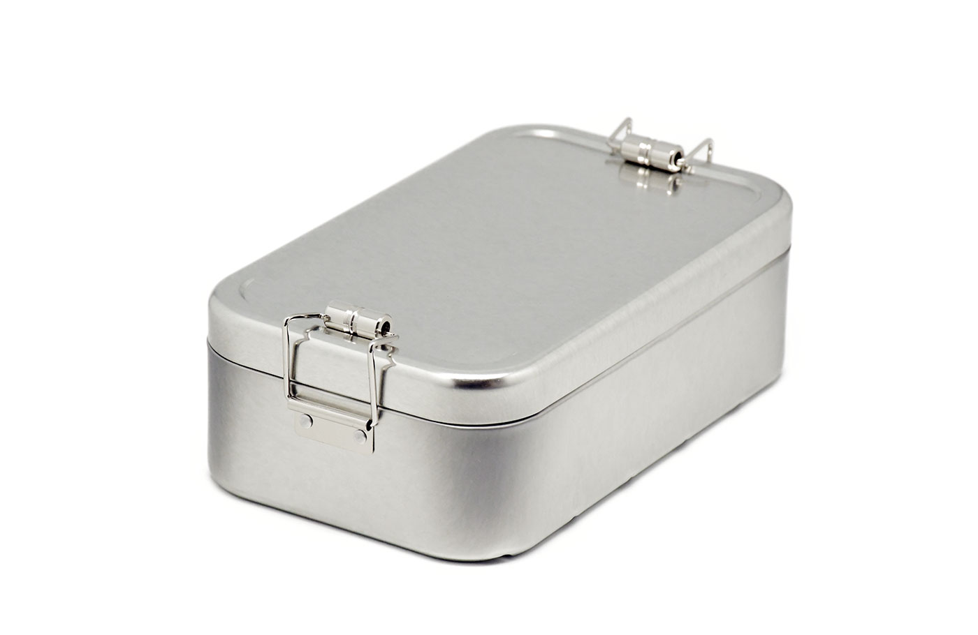 Cameleonpack Lunchbox CP ES C2 • 1100 ml komplett aus Weißblech mit Bügelverschluss. Ansicht geschlossen von schräg oben.