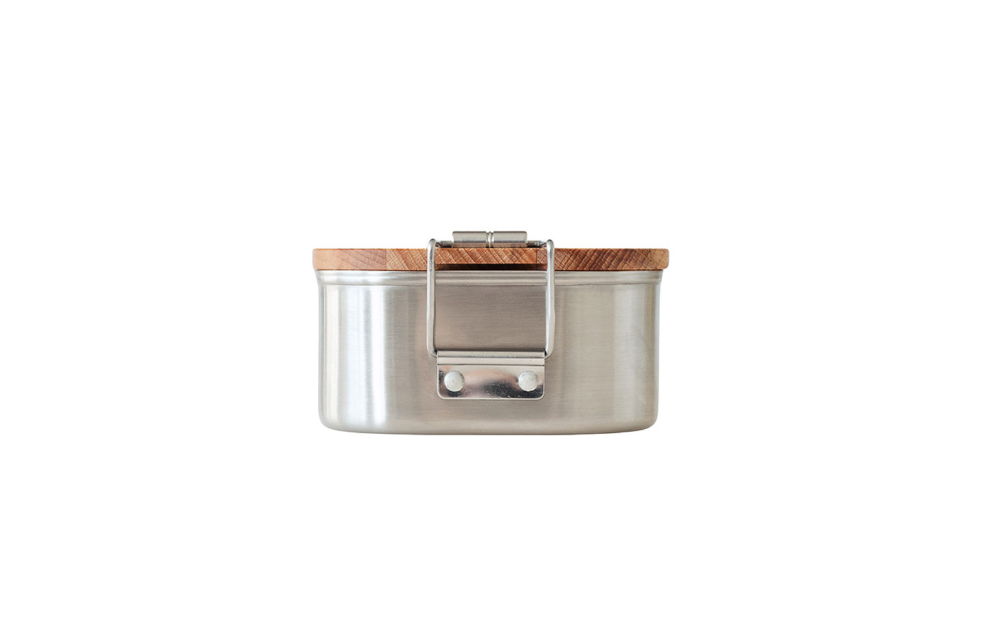 Cameleonpack Lunchbox CP BU C6 • 700 ml aus Edelstahl mit Buchendeckel, mit Bügelverschluss. Ansicht Querseite.