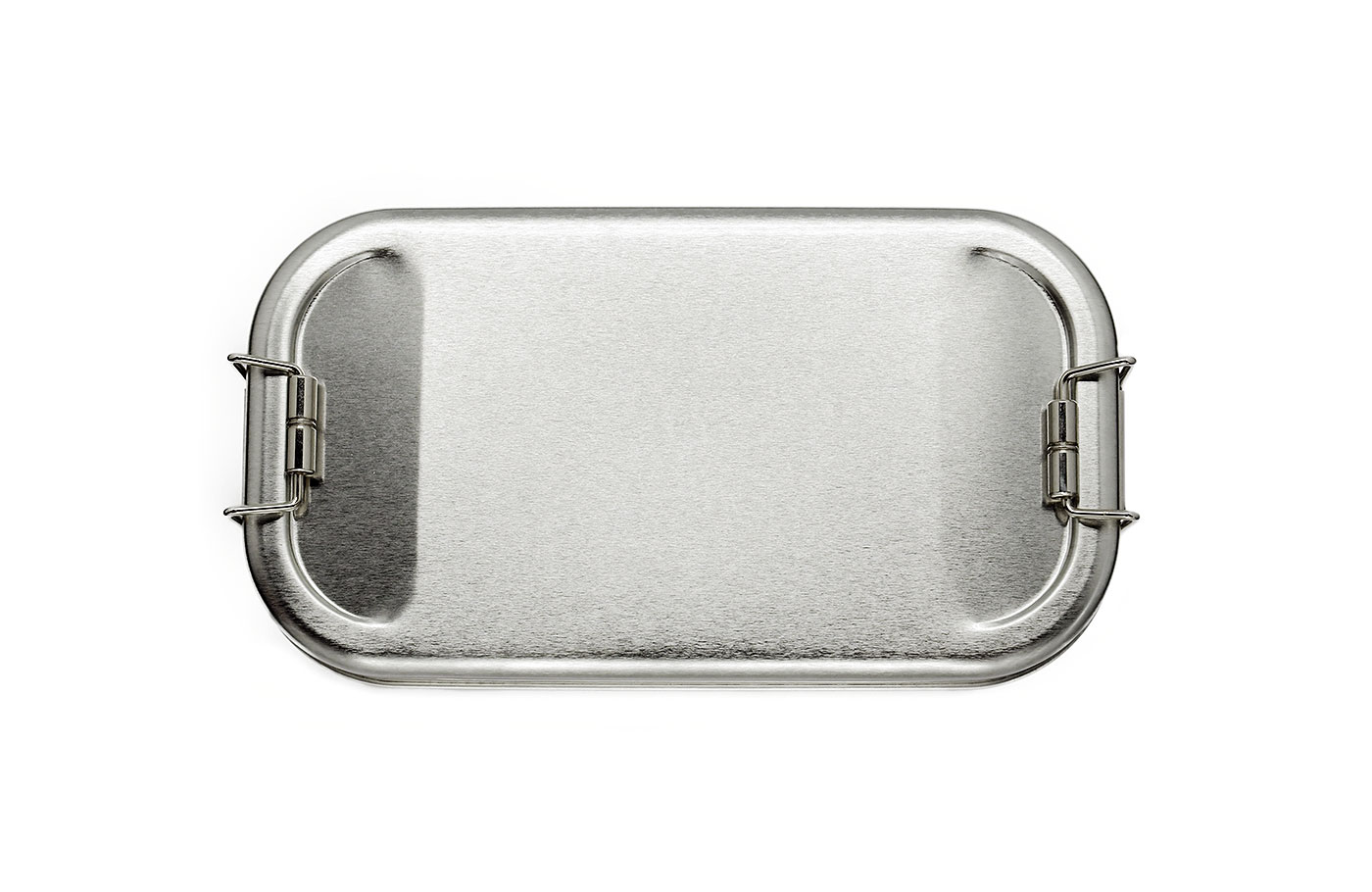 Lunchbox LB SILVER • 700 ml komplett aus Weißblech mit Bügelverschluss. Draufsicht.